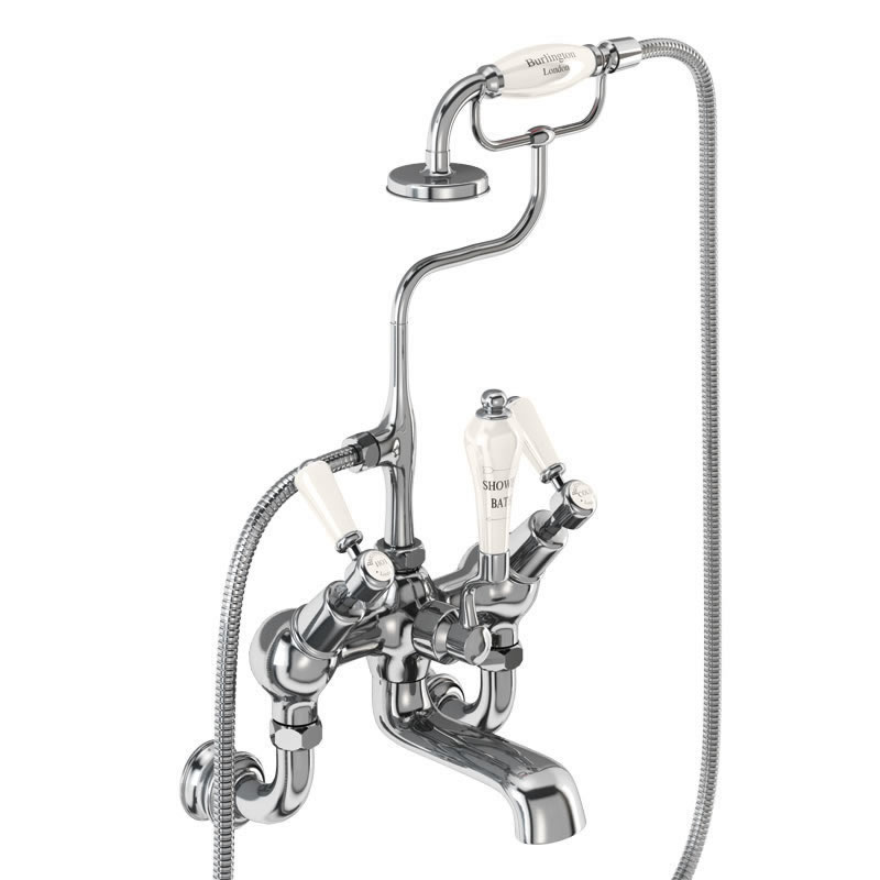 Kensington Medici Regent angled bath shower mixer - wall mounted